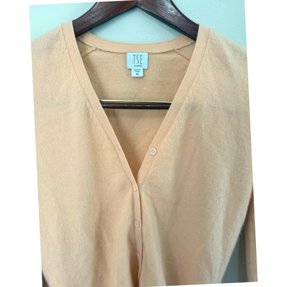 TSE Classic 100% Pure Cashmere Cardigan Sweater Apricot Orange Size Medium - Picture 5 of 7